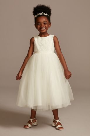 Lace and Mesh Tank Flower Girl Dress ...